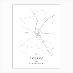 Brzeziny,Poland Minimalist Map Art Print