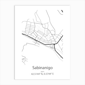 Sabinanigo,Spain Minimalist Map Art Print