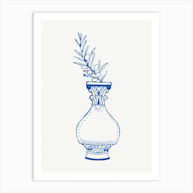 Olives In A Vase Monoline Illustration Art Print