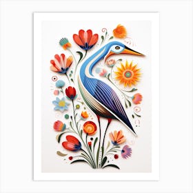 Scandinavian Bird Illustration Stork 1 Art Print