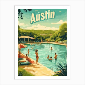 Aihrgdesign A 1970s Inspired Travel Poster For Austin Depicti 66870c1f C274 43e8 Aab7 C1f685724a55 1 Art Print