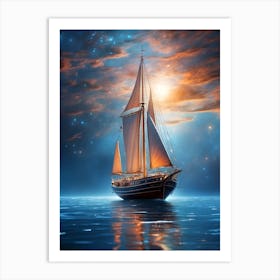 Sailboat On The Sea Art Print