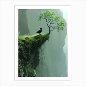 Crow Perched On Cliff Art Print