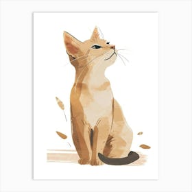 American Wirehair Cat Clipart Illustration 4 Art Print