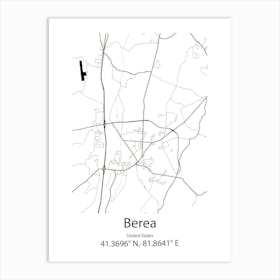 Berea,United States Minimalist Map Art Print