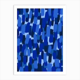 Abstract Blue Paint Brush Strokes Art Print