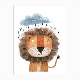 African Lion Facing A Storm Clipart 4 Art Print
