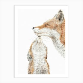 Mom Fox With Baby Gift Art Print