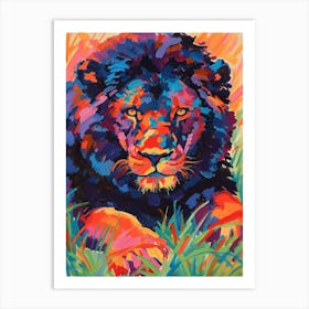 Black Lion Symbolic Imagery Fauvist Painting 2 Art Print