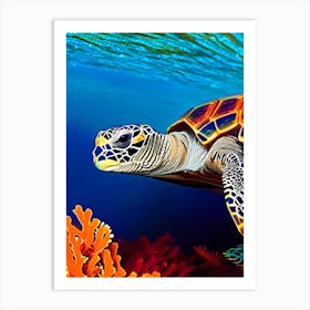 Hawksbill Sea Turtle (Eretmochelys Imbricata), Sea Turtle Abstract 1 Art Print