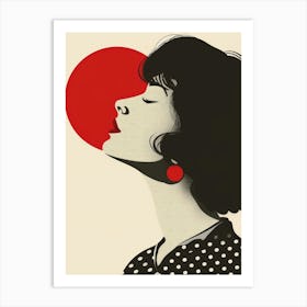 Woman With A Red Sun Art Print