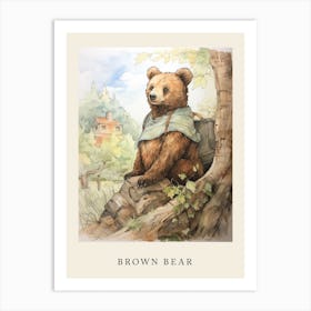 Beatrix Potter Inspired  Animal Watercolour Brown Bear 1 Art Print