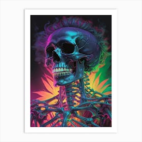 Neon Iridescent Skull Painting (15) Art Print