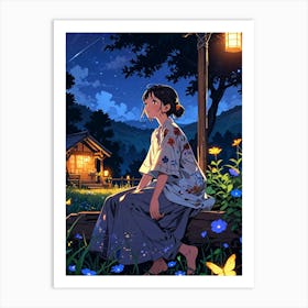 Anime Girl In Front Of A House 1 Art Print