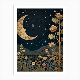 Moon And Flowers Style William Morris 21 Art Print