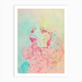 Pastel Spaniel Dog Line Illustration 2 Art Print