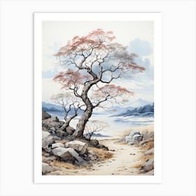 Tottori Sand Dunes In Tottori, Japanese Brush Painting, Ukiyo E, Minimal 2 Art Print