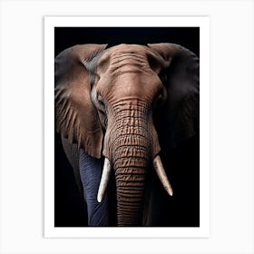 Color Photograph Of A Elephant Face Art Print