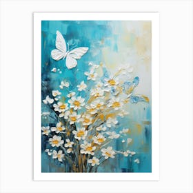 Daisies And Butterflies 4 Art Print