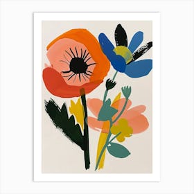 Painted Florals Poppy 4 Art Print