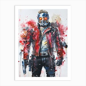 Star Lord From Guardians Of The Galaxy Watercolor Art Print