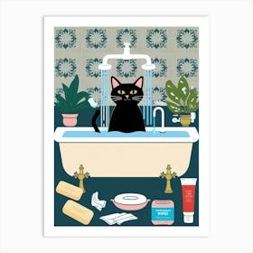 Cat In The Bath 1 Art Print