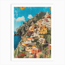 Amalfi Italy   Retro Collage Style 2 Art Print