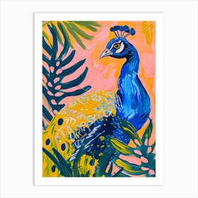 Colourful Tropical Peacock Painting 4 Art Print