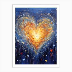 Impasto Brush Strokes Heart Outline 3 Art Print