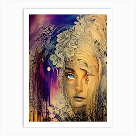 Girl With Blue Eyes Art Print