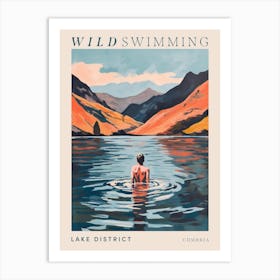 Wild Swimming At Lake District Cumbria 3 Poster Art Print