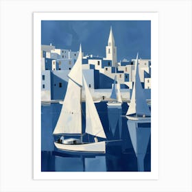 Sailboats In Port Art Print