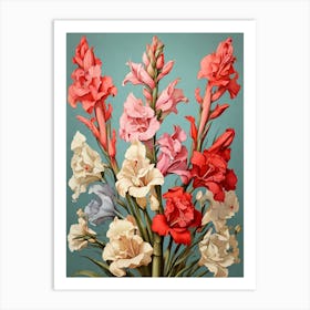 Gladioli Flower Illustration Art Print  Art Print