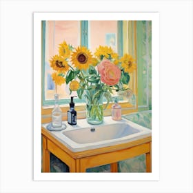 A Vase With Sunflower, Flower Bouquet 2 Art Print