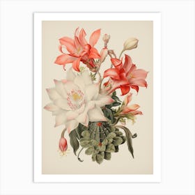 Vintage Cactus Illustration Easter Cactus 2 Art Print