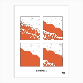 Happy Ocean Red White Line 2 Art Print