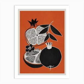 Line Art Pomegranates 1 Art Print