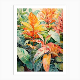 Tropical Plant Painting Chinese Evergreen 1 Art Print