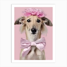 Dog In A Pink Bow Tie Art Print