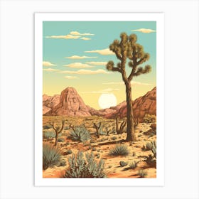  Retro Illustration Of A Joshua Trees In Mojave Desert 8 Art Print