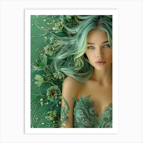 Green Haired Girl 2 Art Print