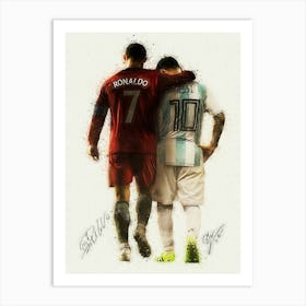 Messi And Ronaldo Painting Art Print