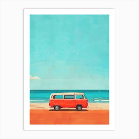 Travel Bus On The Beach Canvas Print Art Print