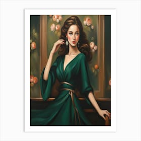 Lady In Green Dress Art Print