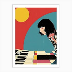 Woman Playing A Keyboard Art Print