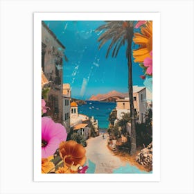 Ibiza   Floral Retro Collage Style 4 Art Print