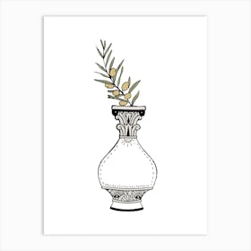 Olive Branch In Vase Simple Art Print