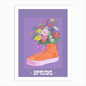 Spring Poster Retro Sneakers With Flowers 90s Illustration 3 Art Print