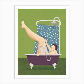 Hairy Legs Shaving in Bath Art Print