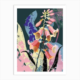 Colourful Flower Illustration Foxglove 1 Art Print